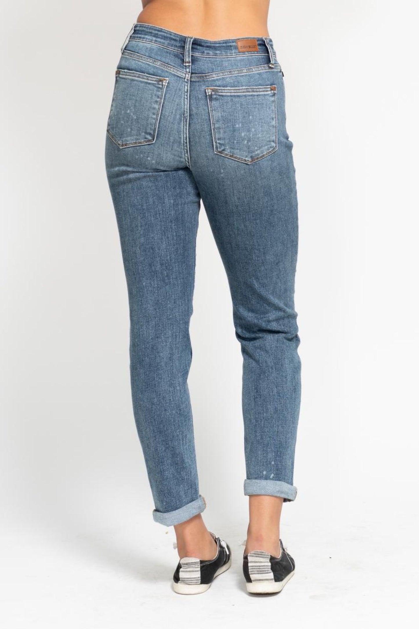 Judy Blue Hi-Rise Bleach Splatter Boyfriend Denim Jeans