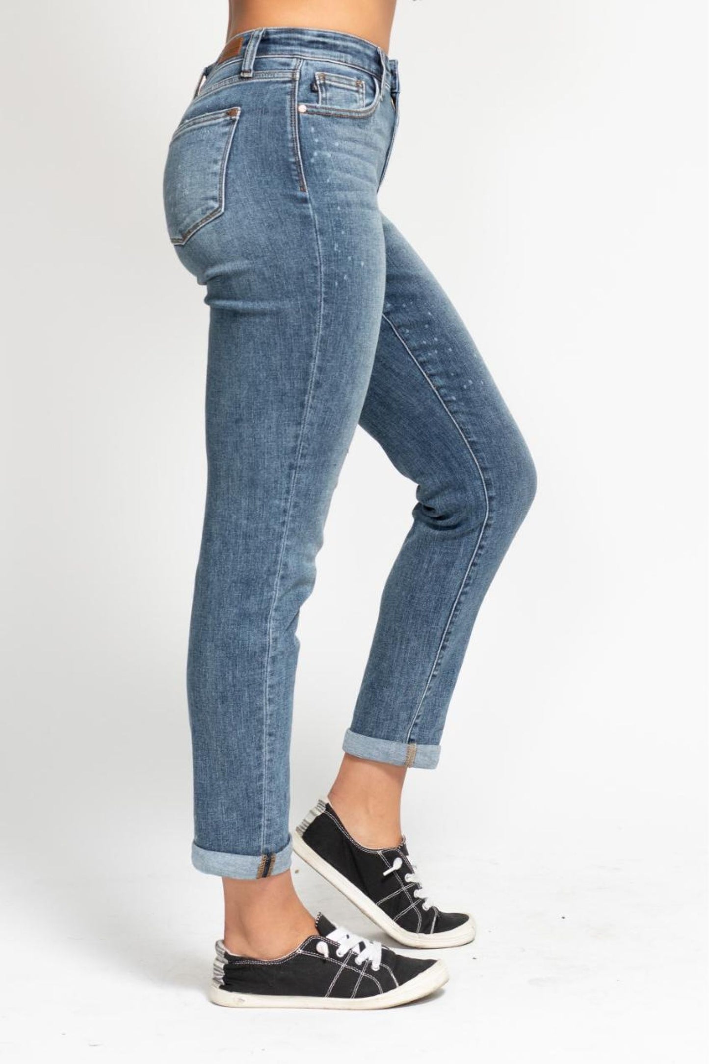 Judy Blue Hi-Rise Bleach Splatter Boyfriend Denim Jeans