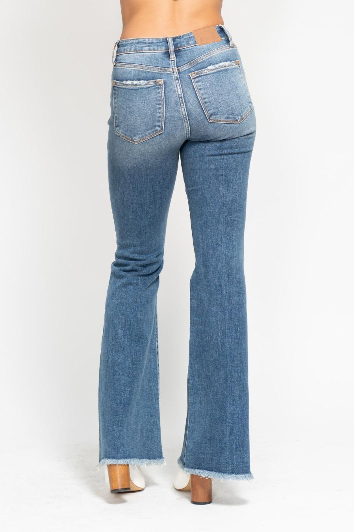 Judy Blue Mid Rise Button Fly Flare Jeans