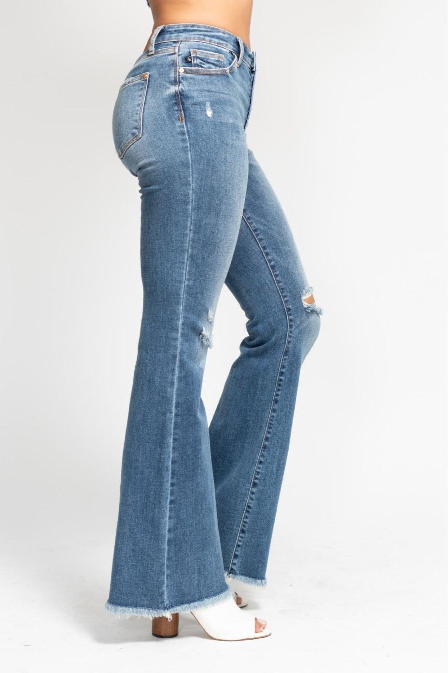 Judy Blue Mid Rise Button Fly Flare Jeans