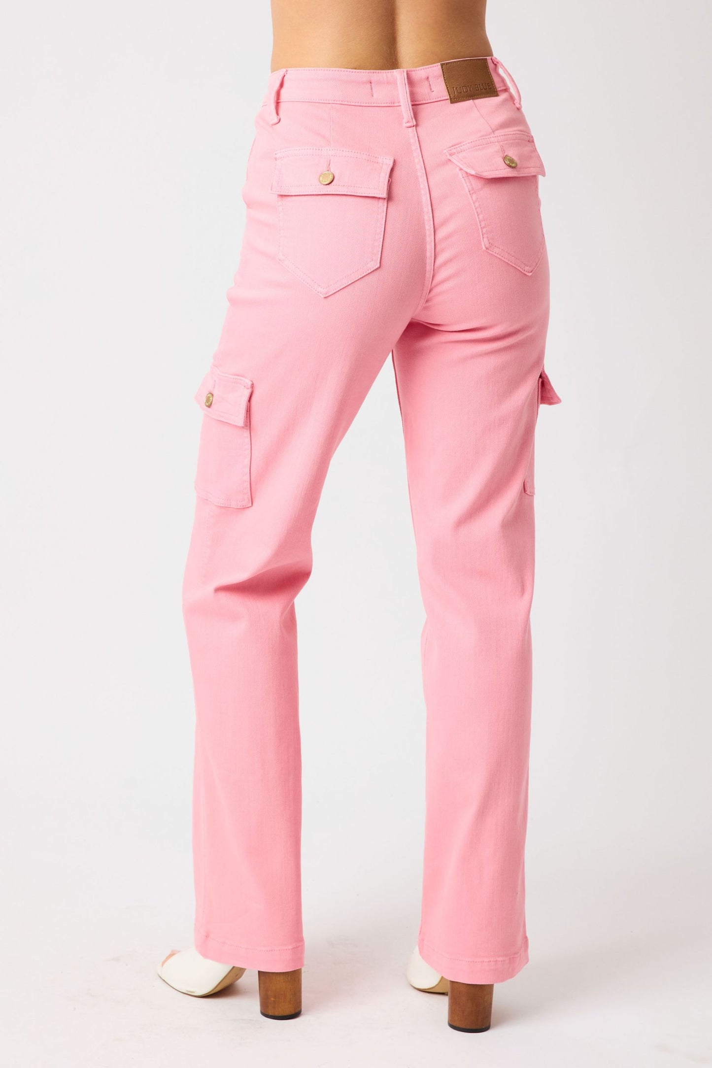 Judy Blue High Waist Pink Cargo Straight Leg Jeans