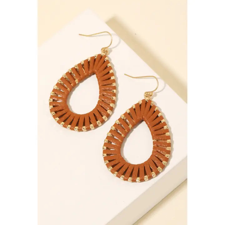Leather Wrap Tear Dangle Earrings