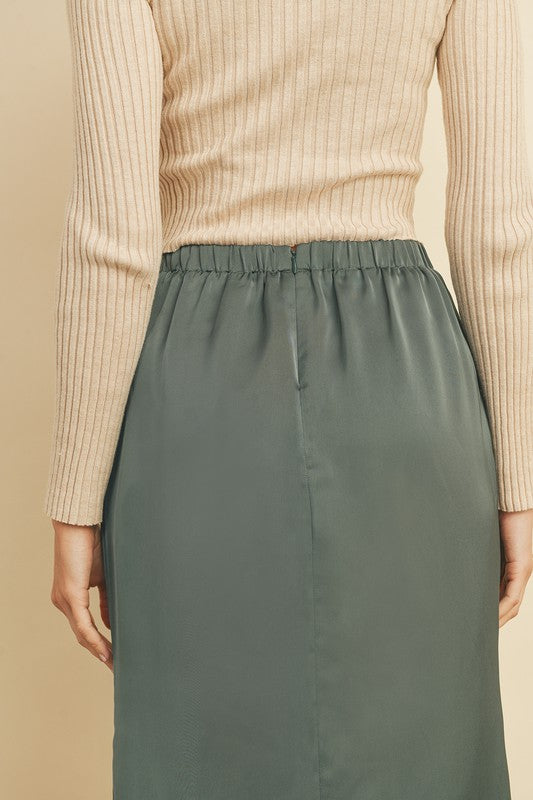 The Melani Satin Midi Skirt