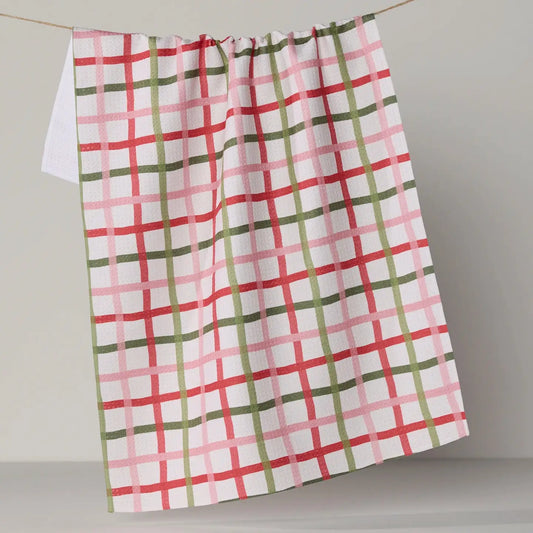Geometry - Festive Plaid Tea Towel