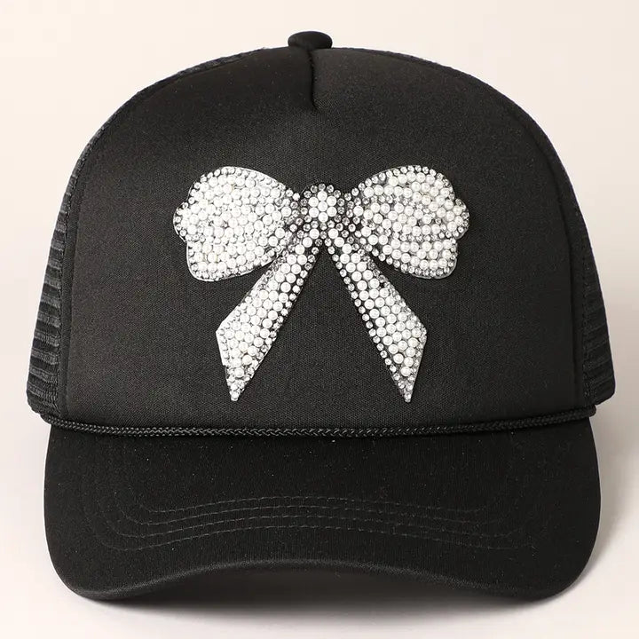 Rhinestone Bow Trucker Hat