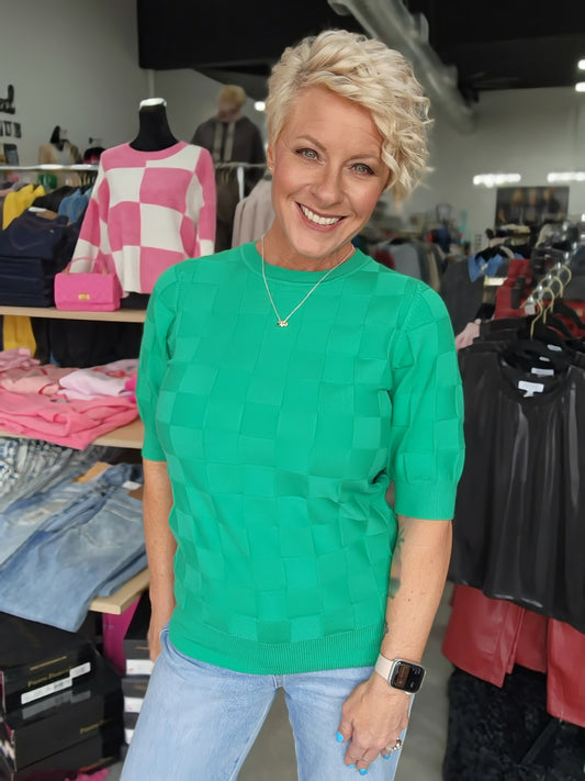 Green With Envy Short Sleeve Sweater