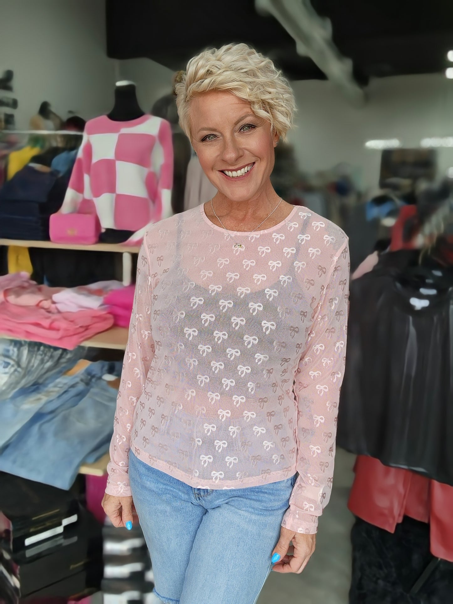 Ribbon Embroidered Long Sleeve Top