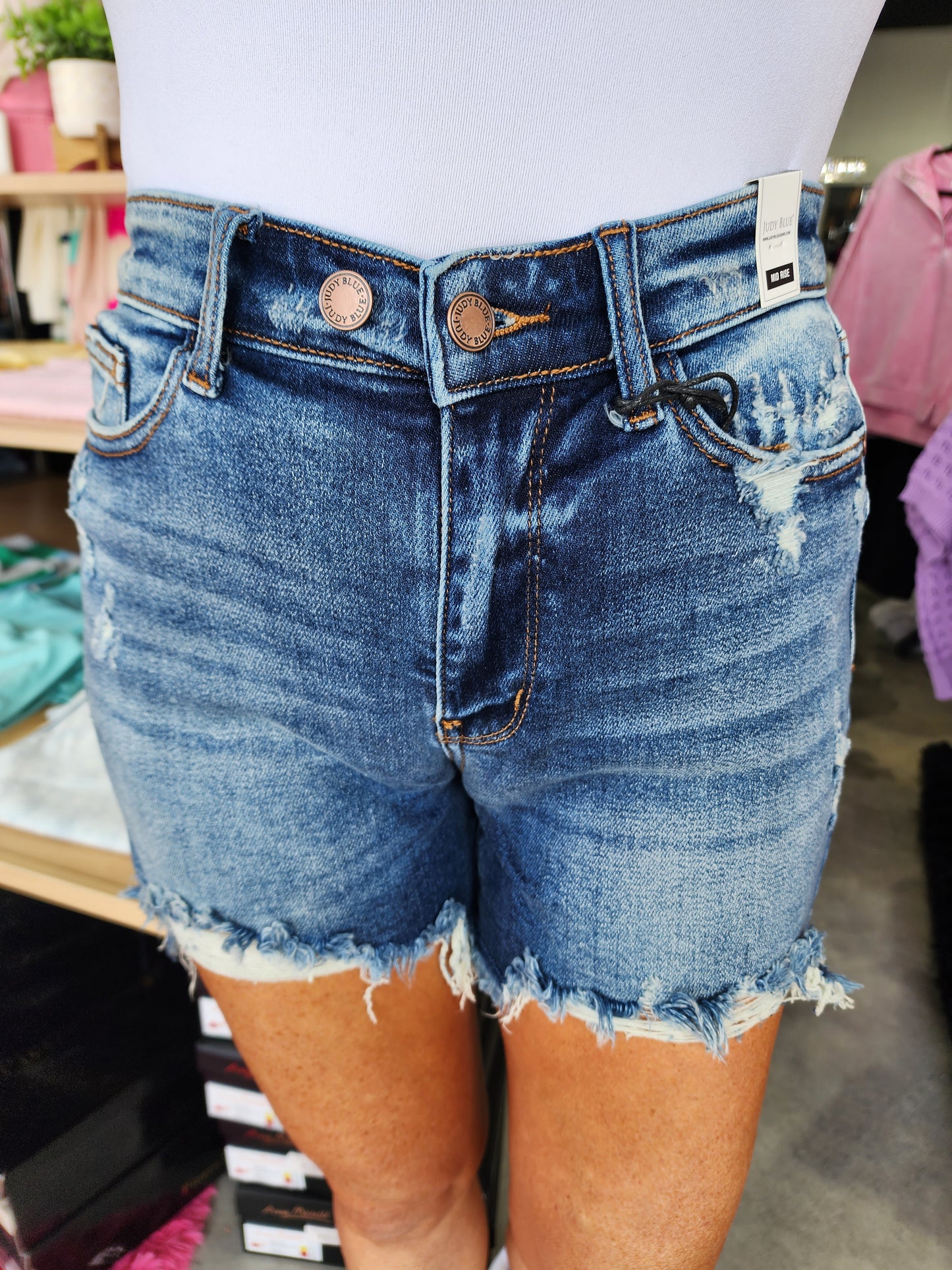 Judy Blue 2 Button Dad Shorts