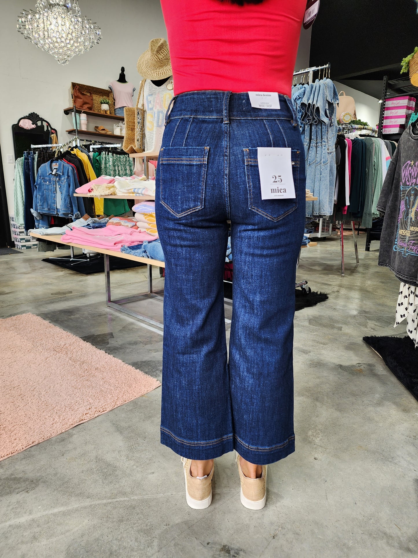 Mica Super High Rise Wide Leg Cropped Denim Jeans