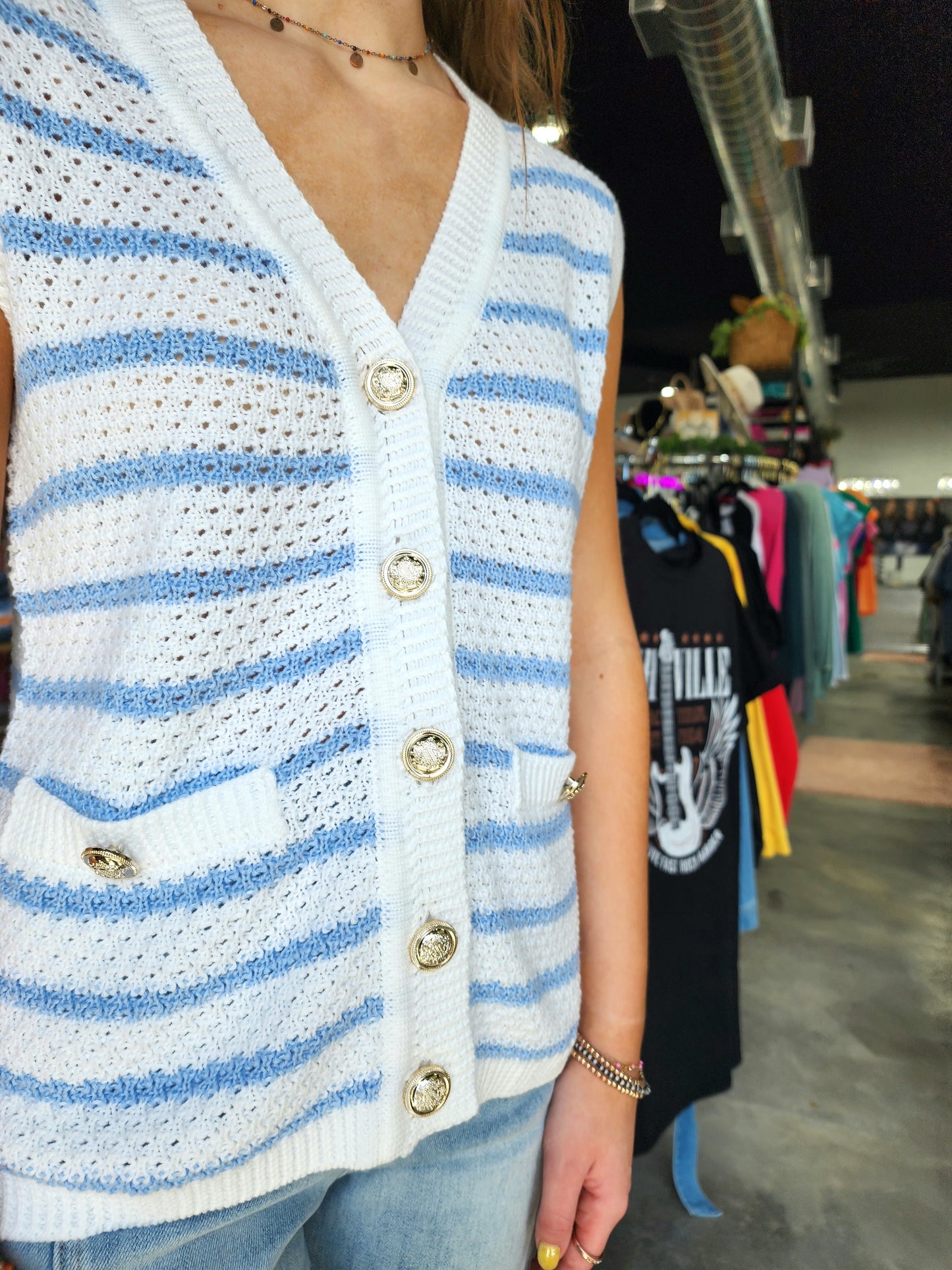 The Sky Blue Stripe Sweater Vest
