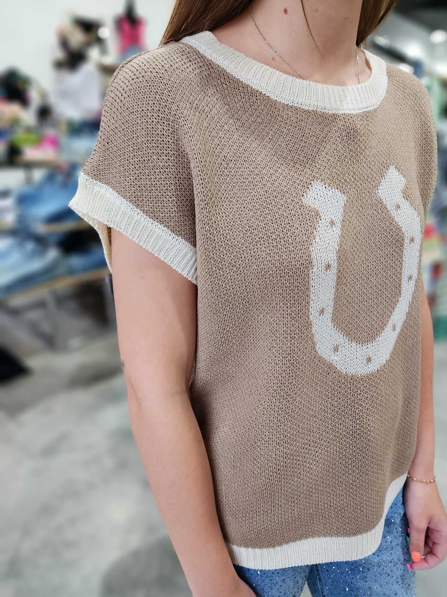 Horseshoe Short Sleeve Sweater