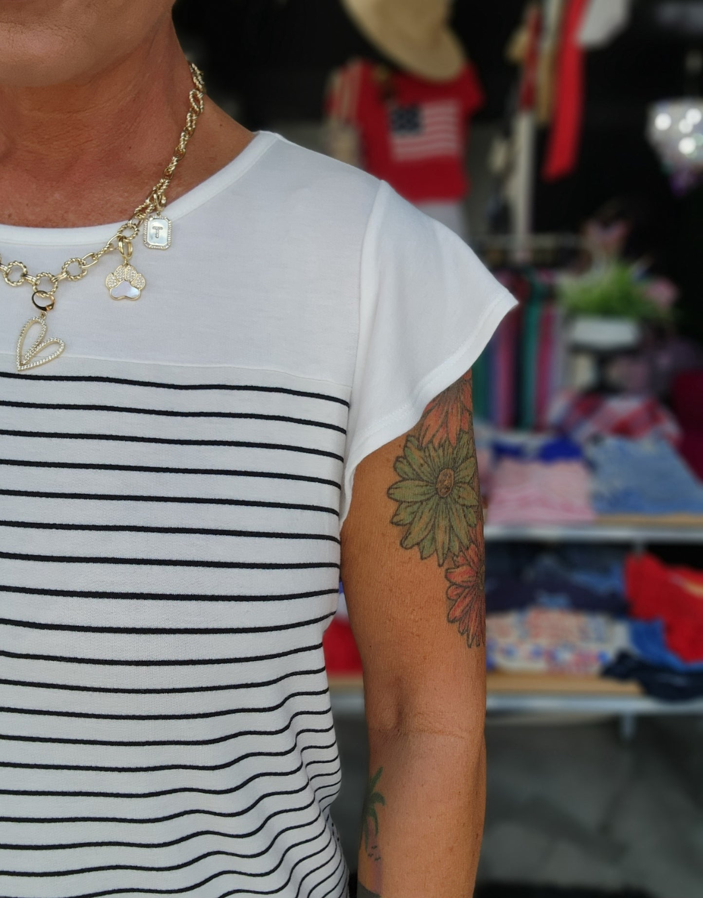 The Pinstripe Flutter Top
