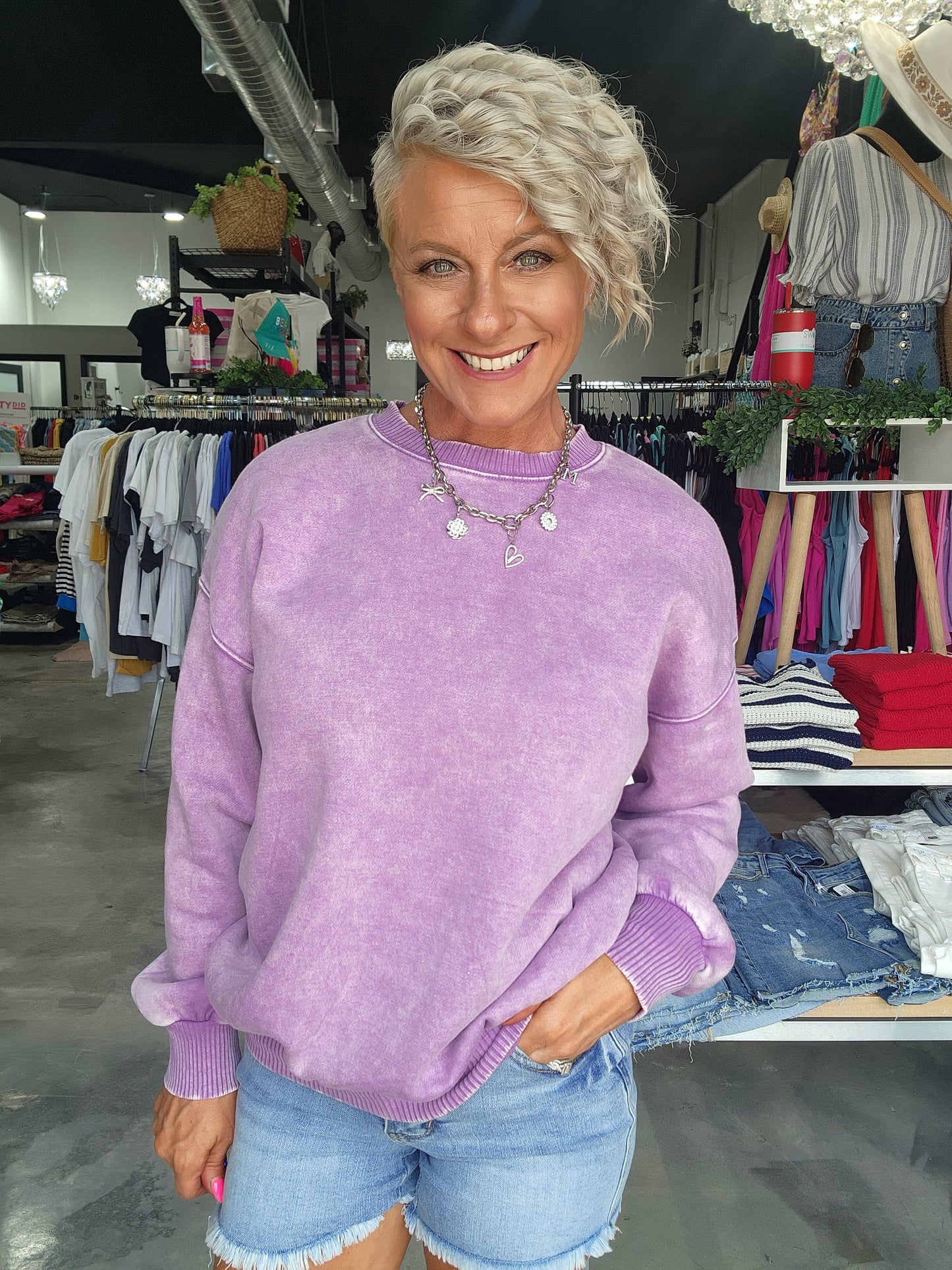 Zenana Acid Wash Fleece Oversized Pullover