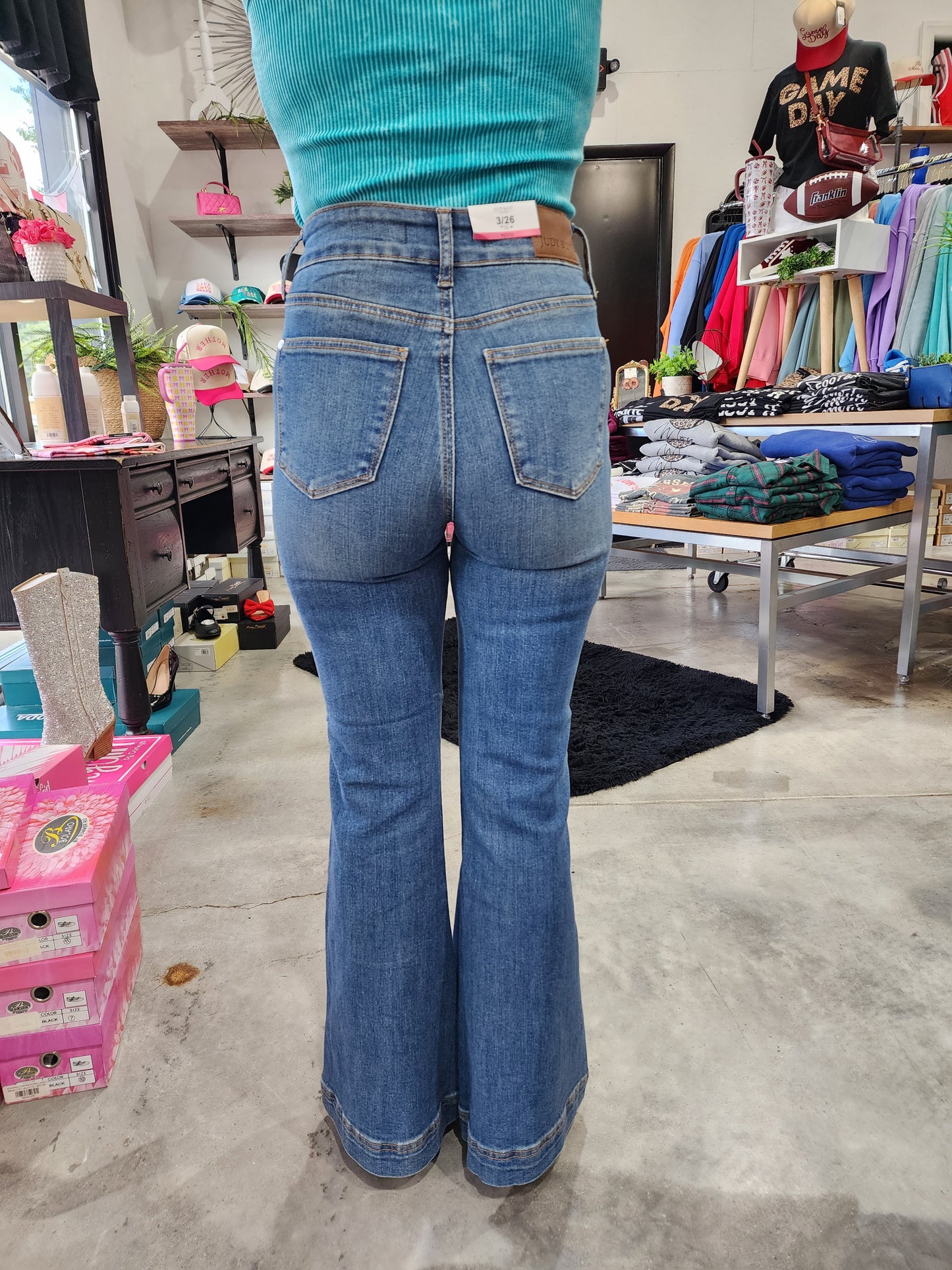 Judy Blue High Waist Petite Flare Double Button Jeans