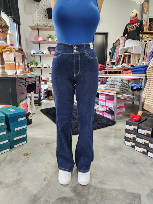 Judy Blue High Waist Geometric Pocket Embroidery Wide Leg Denim Jeans