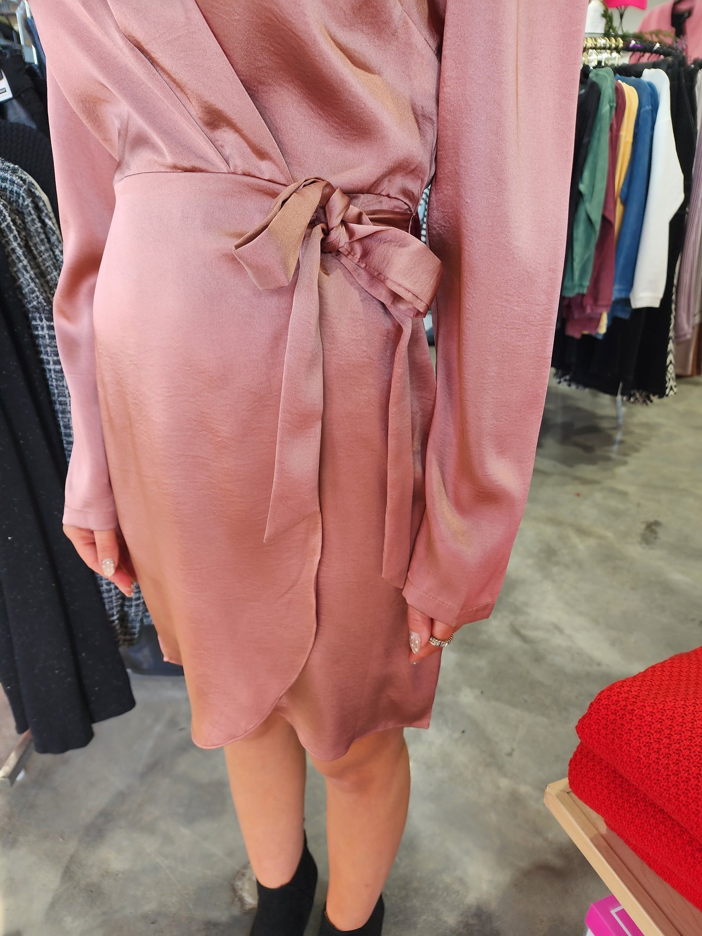 Satin Wrap Mini Dress