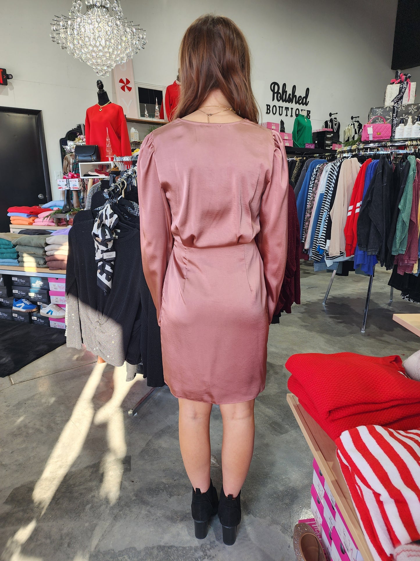 Satin Wrap Mini Dress