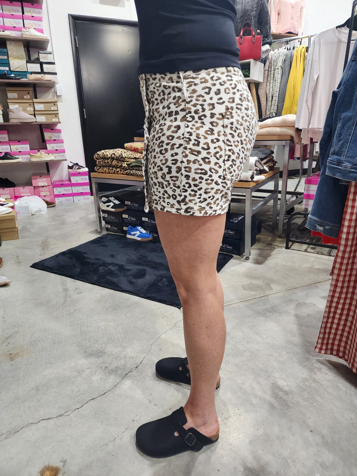 Risen High Rise Leopard Button Down Skort