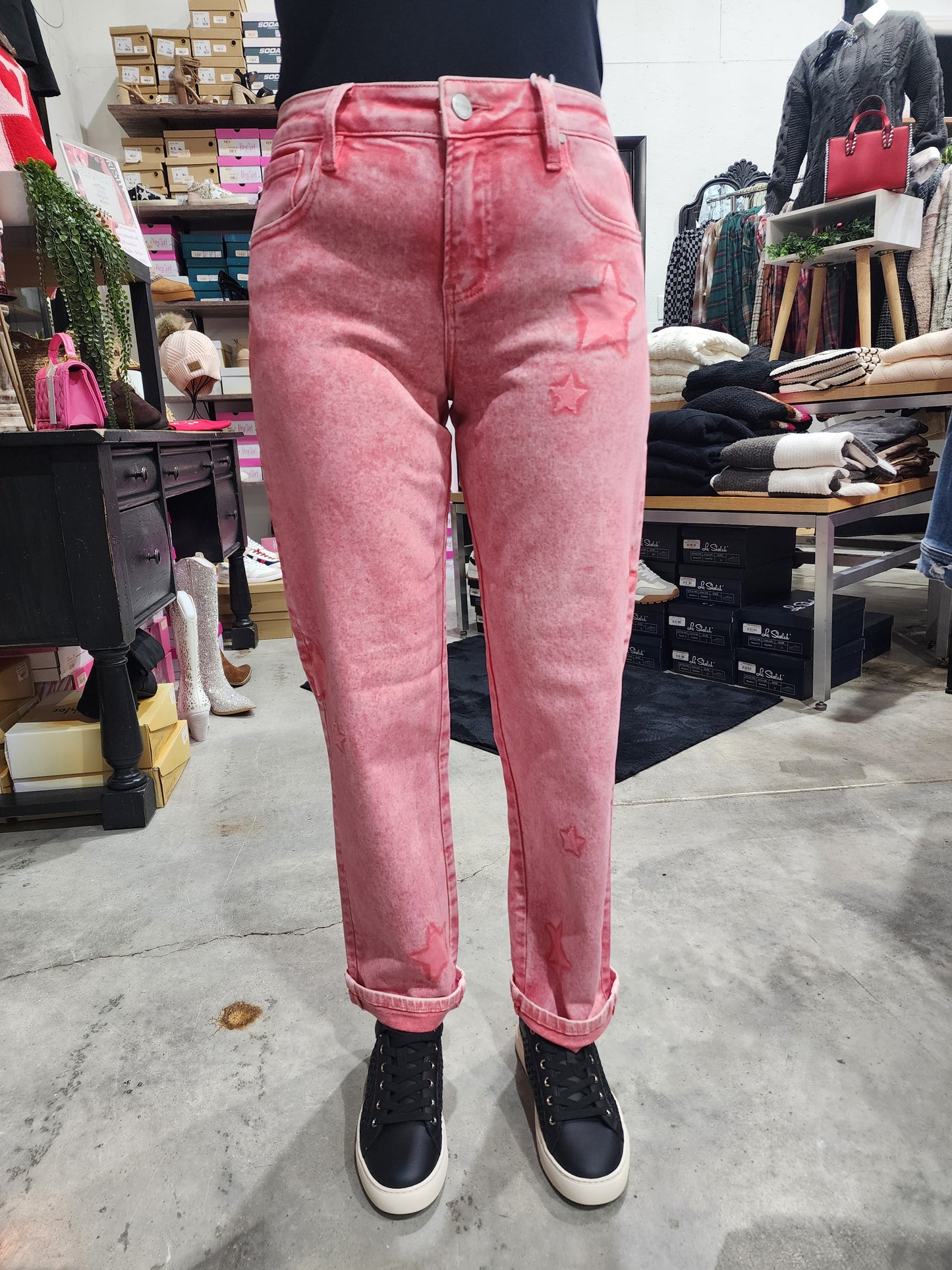 Risen Slouchy Ankle Boyfriend Stars Denim Jeans