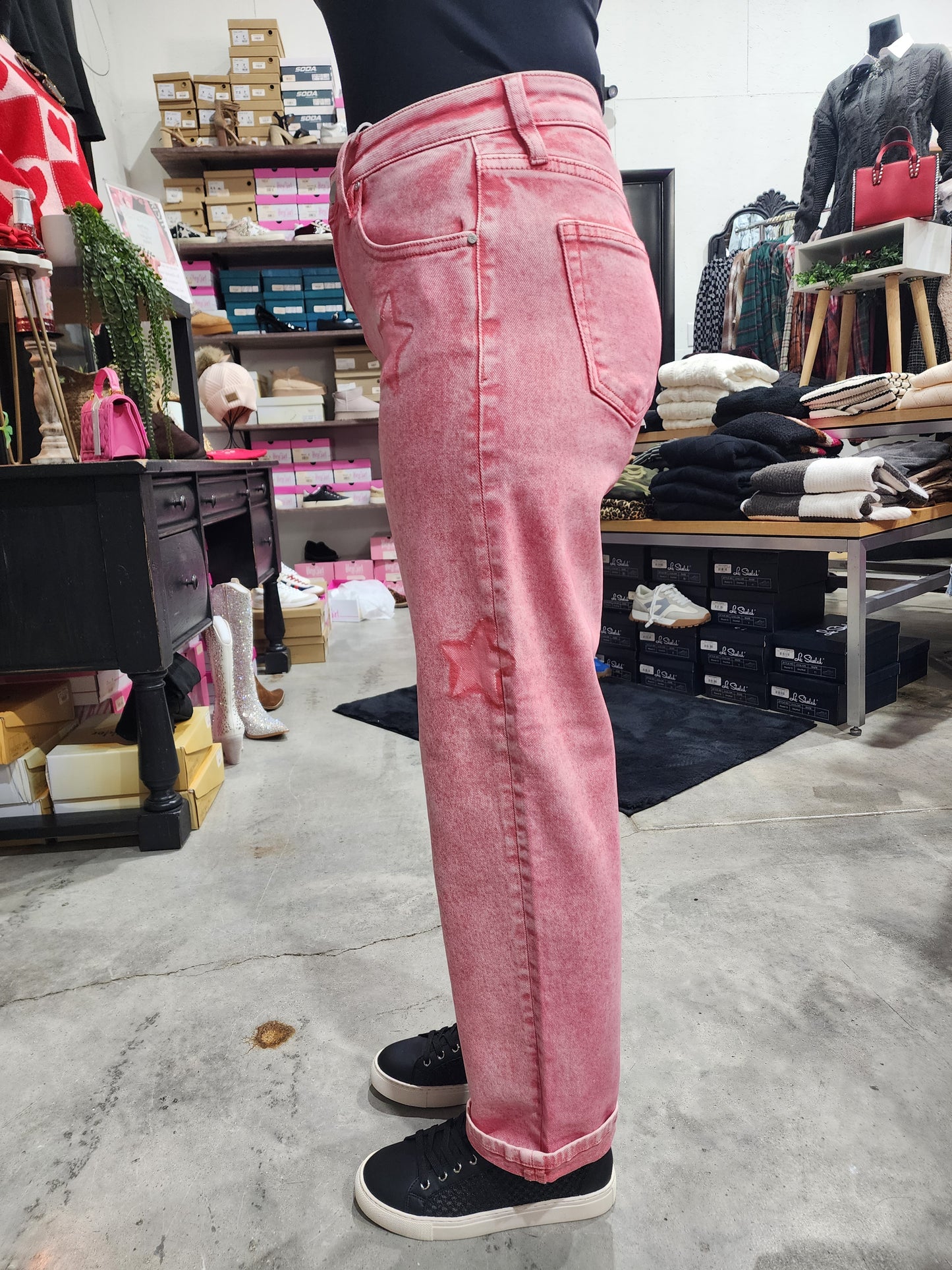 Risen Slouchy Ankle Boyfriend Stars Denim Jeans