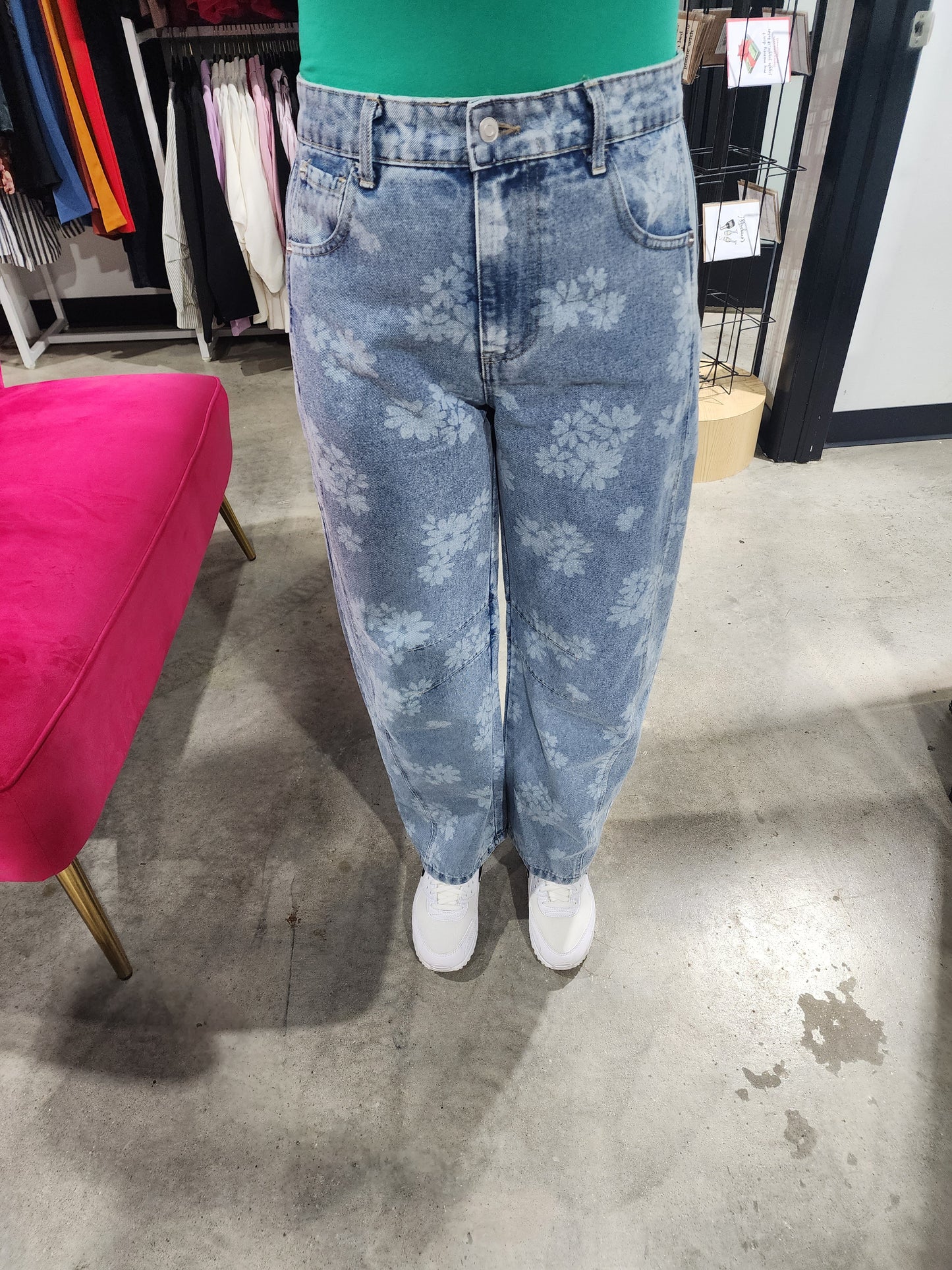 Floral Washed Denim Jeans