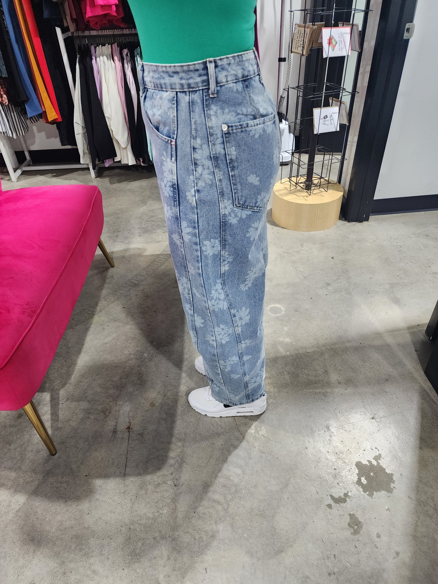 Floral Washed Denim Jeans