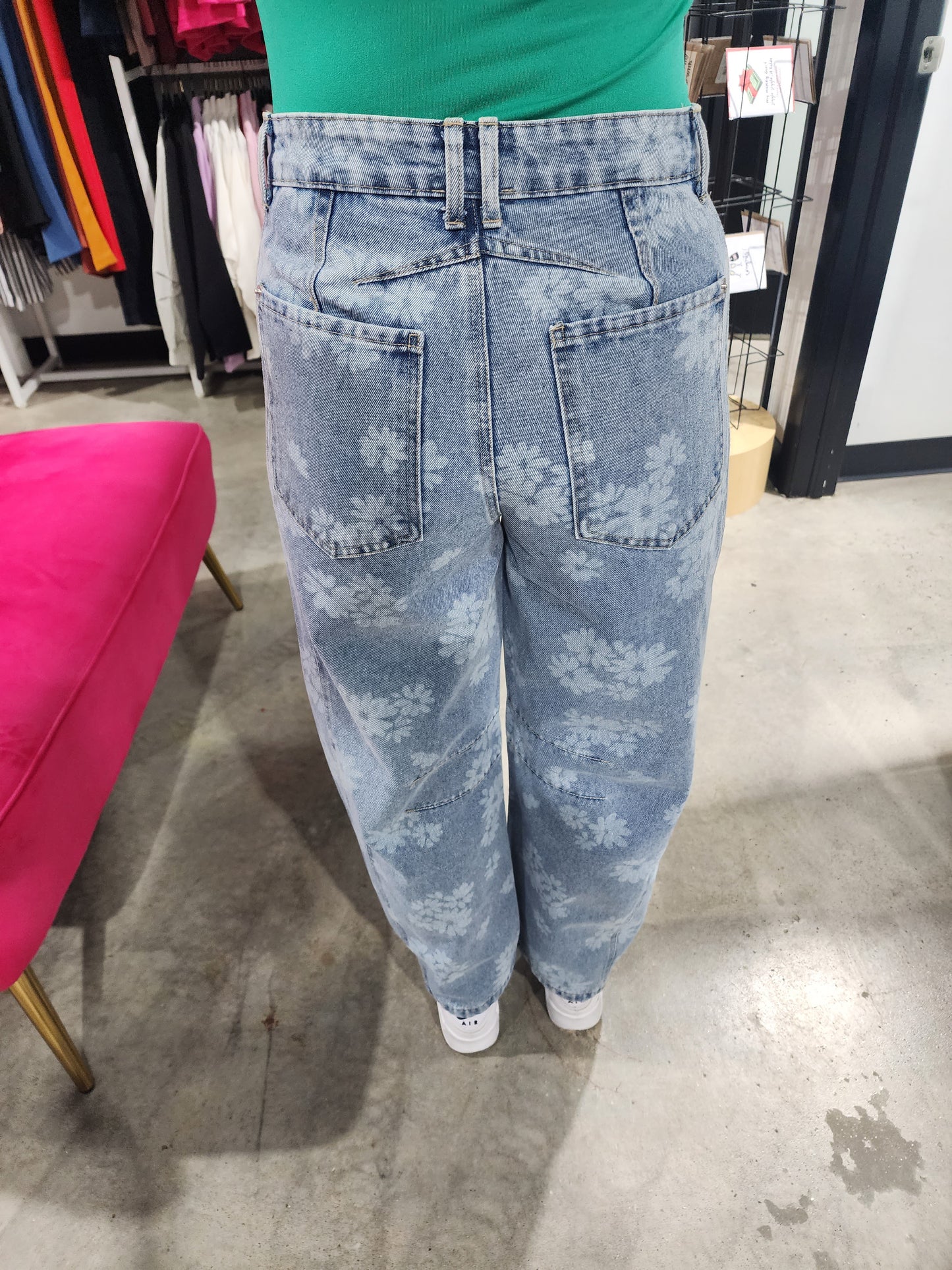 Floral Washed Denim Jeans