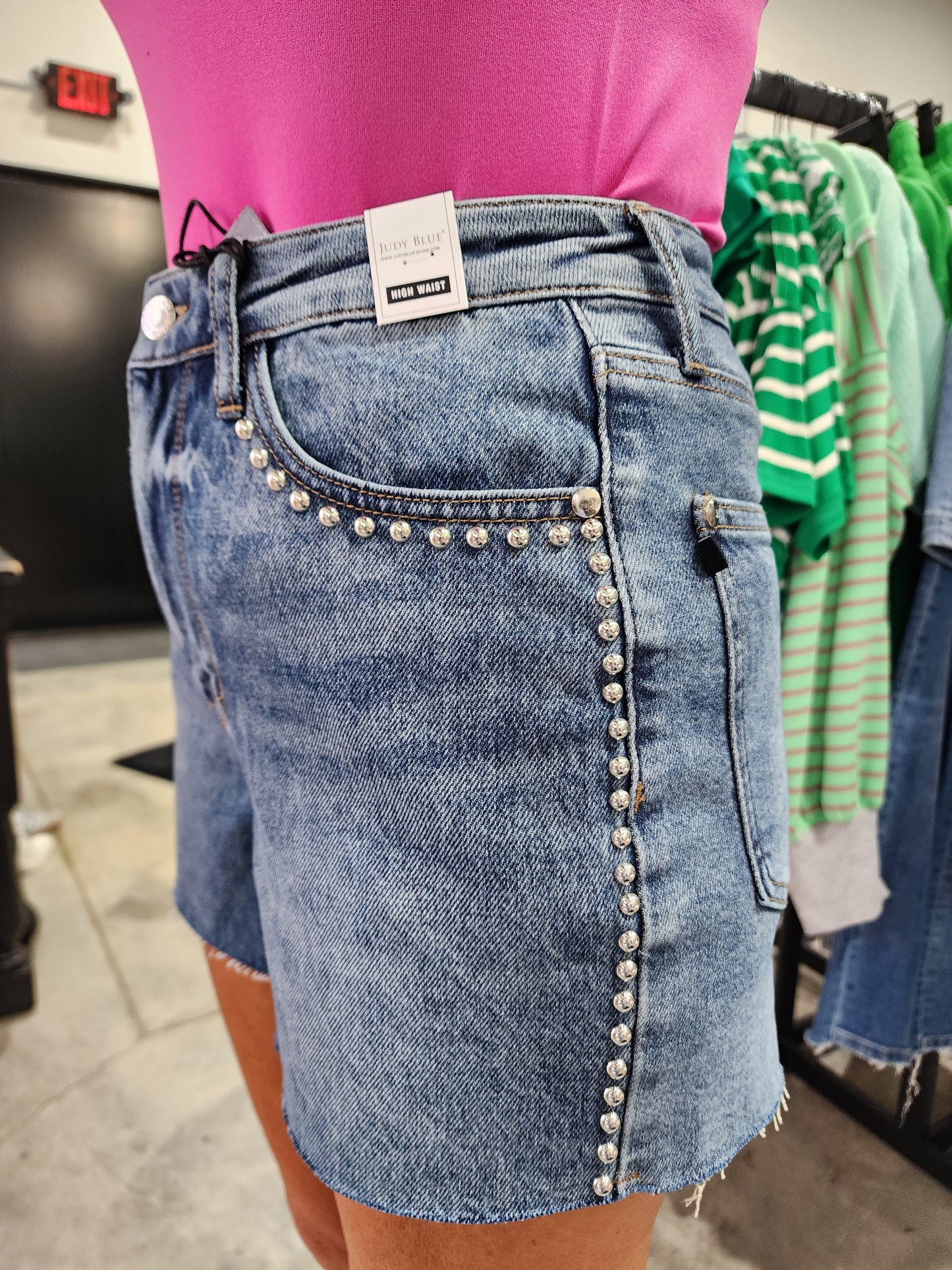 Judy Blue HW R.M. Cutoff Shorts w/ Dome Studs