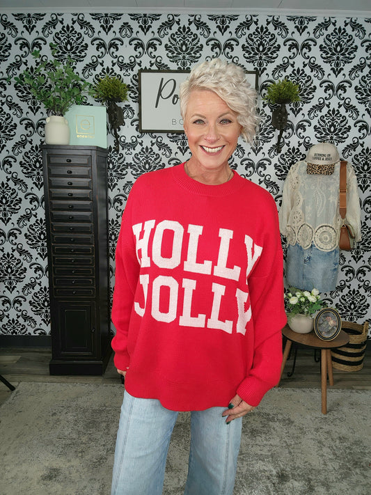 HOLLY JOLLY Oversized Christmas Sweater