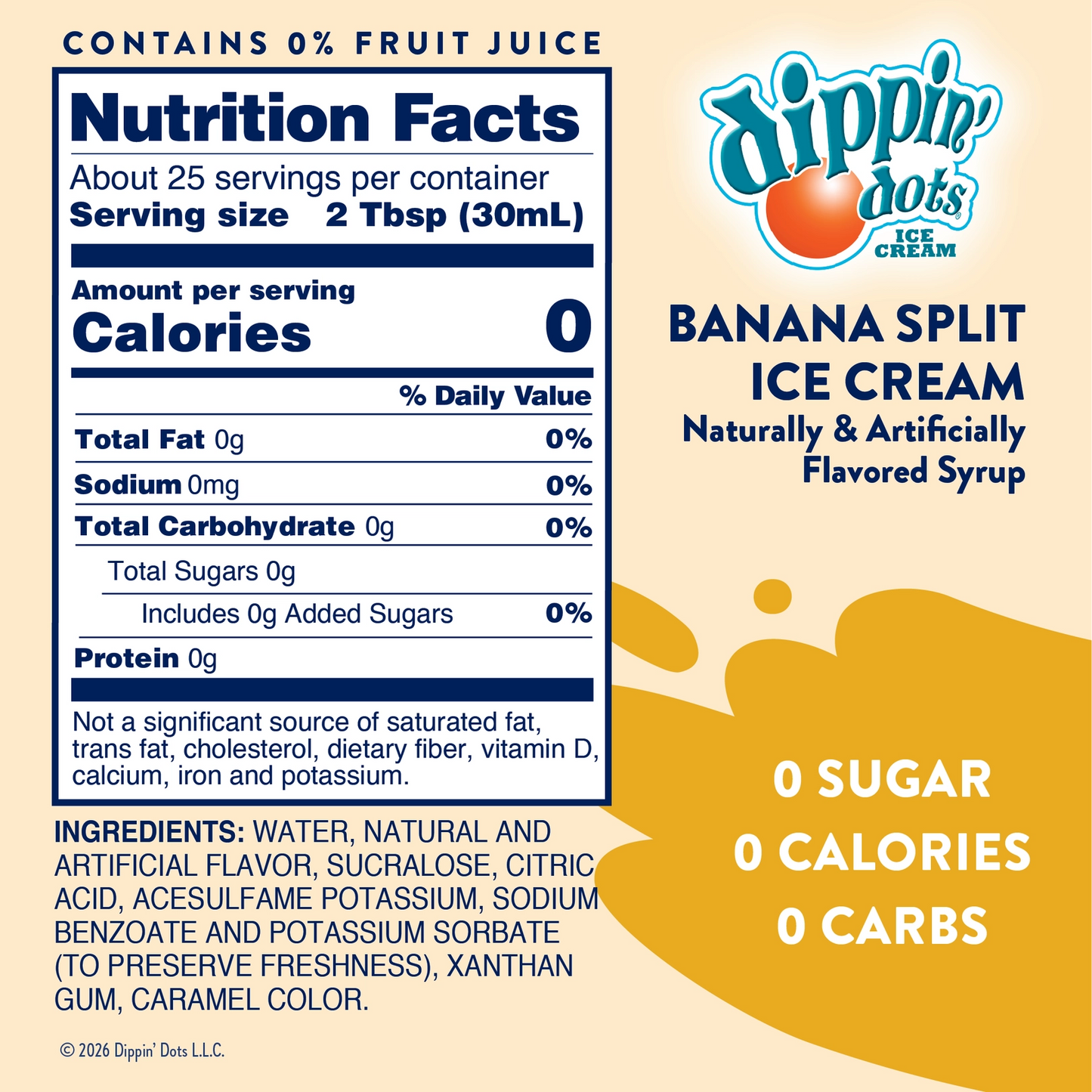 Jordan's Dippin' Dots Banana Split Ice Cream Sugar Free Skinny Syrup