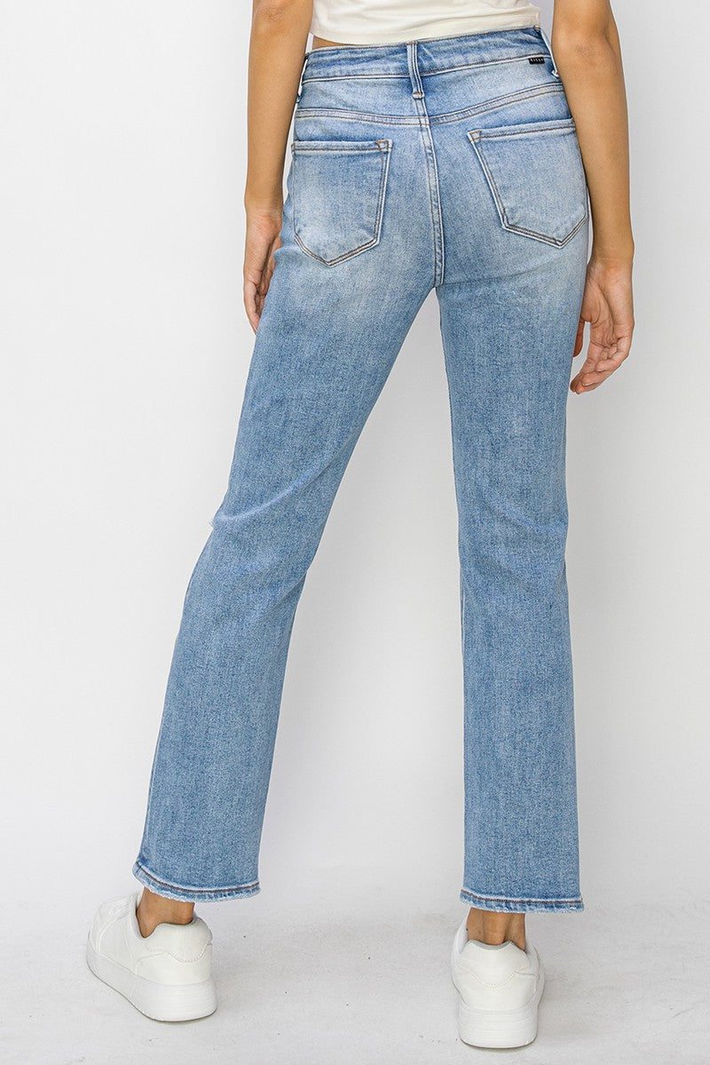 Risen High Rise Ankle Slim Straight Jeans