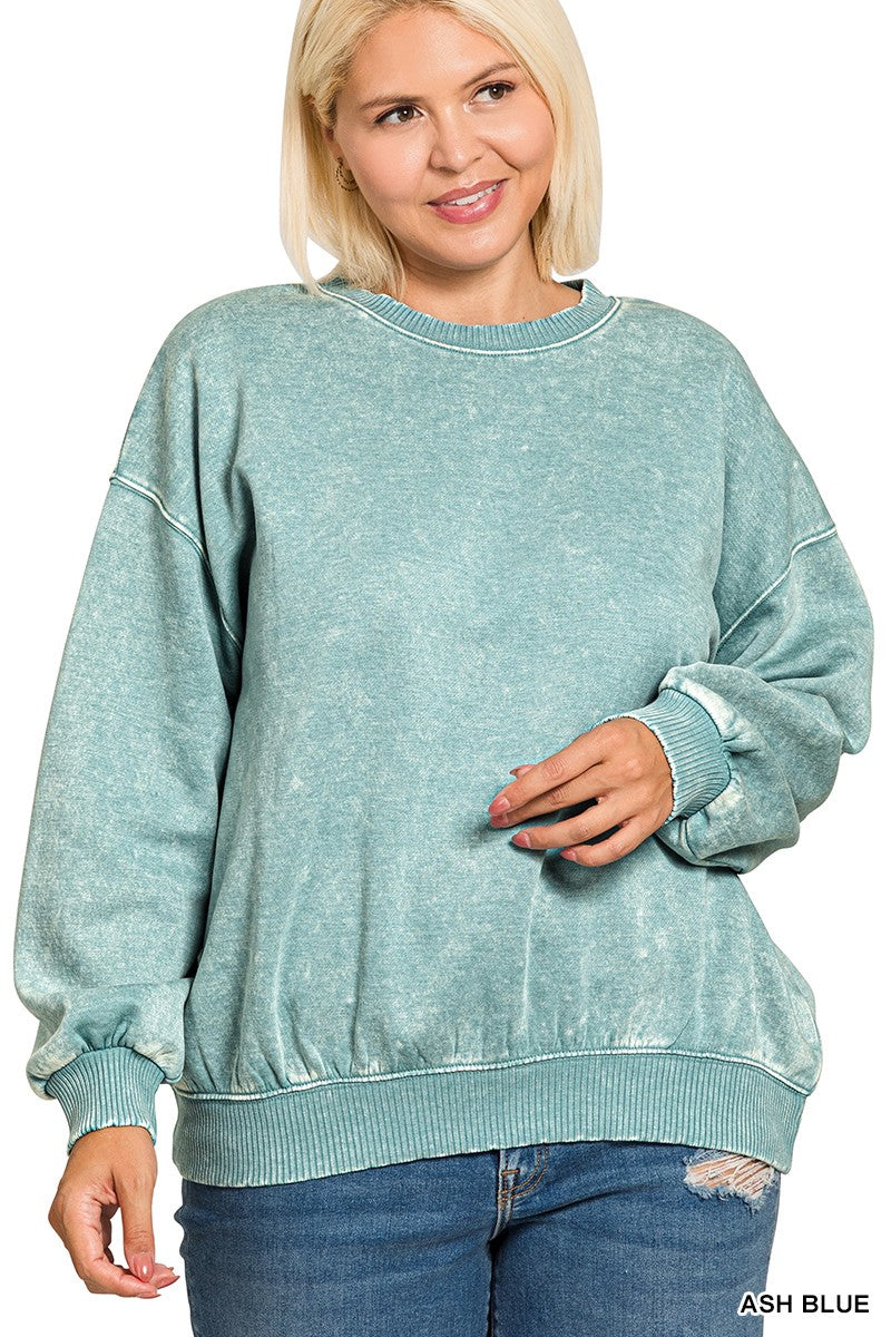 The Maggie Acid Wash Sweatshirt - Curvy