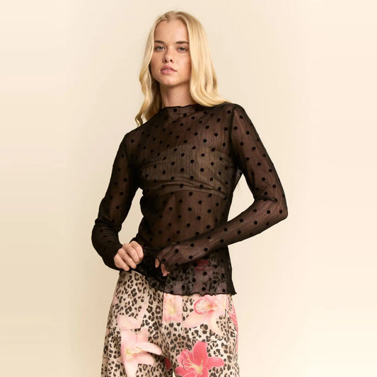 Polka Dot Sheer Mesh Top