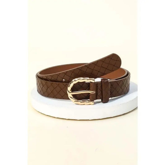 Cross Texture Faux Leather Belt