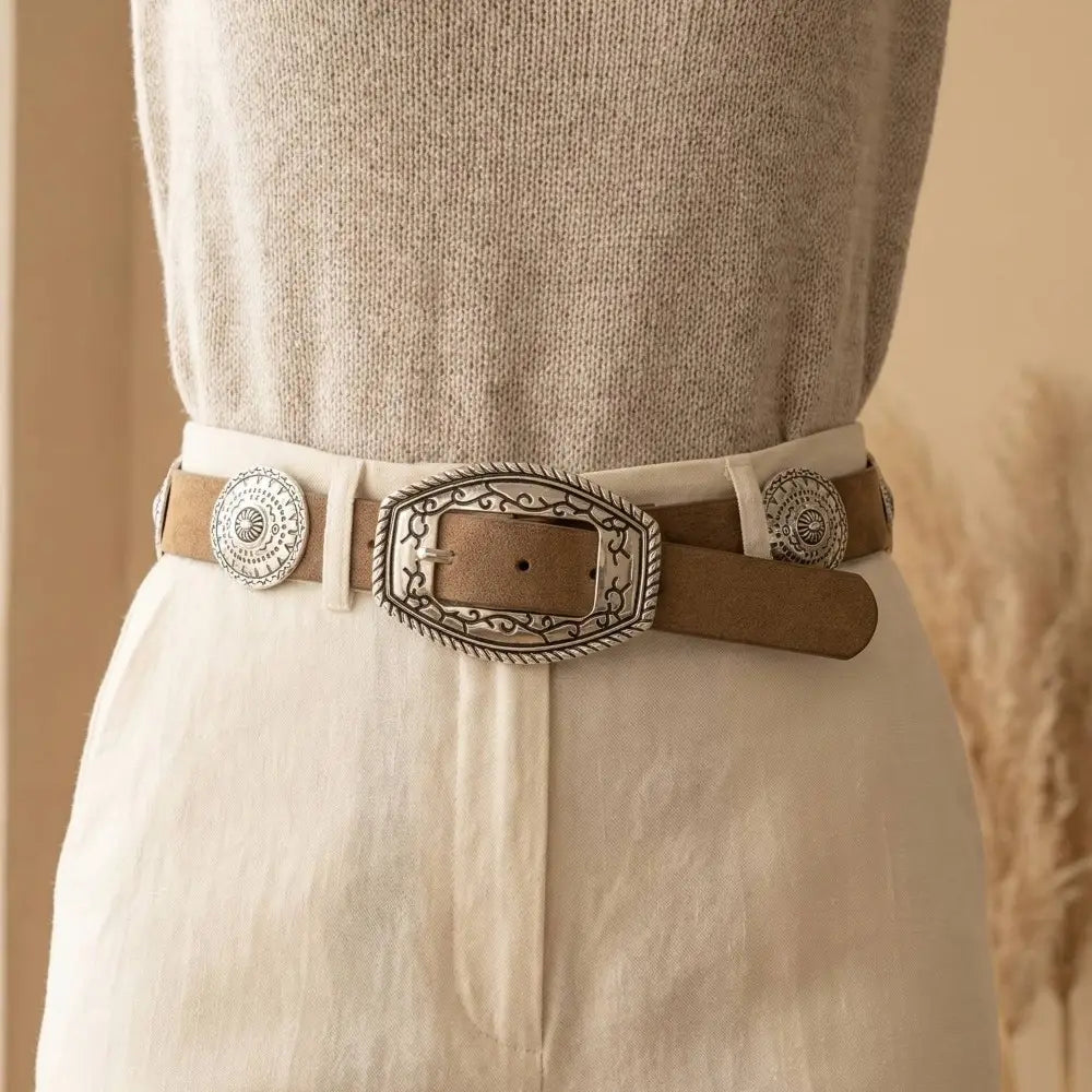 Concho Suede Western Belt