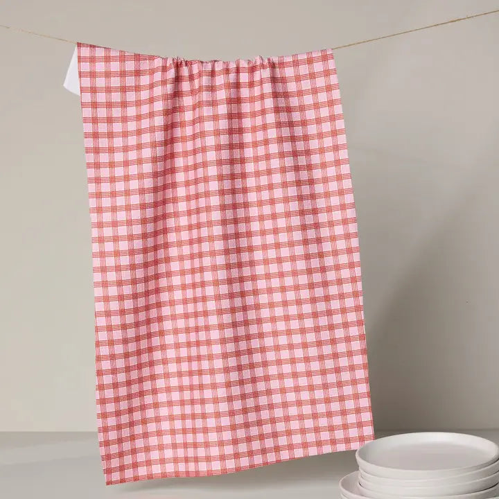 Geometry - Cupid's Plaid Tea Towel