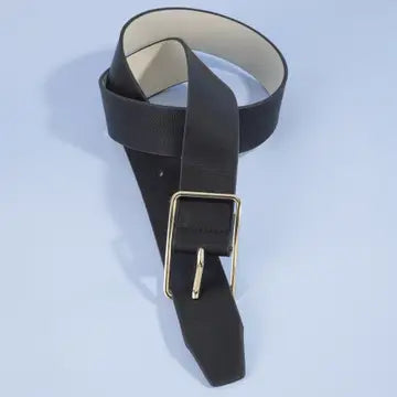 Wide Leather Belt With Square Buckle