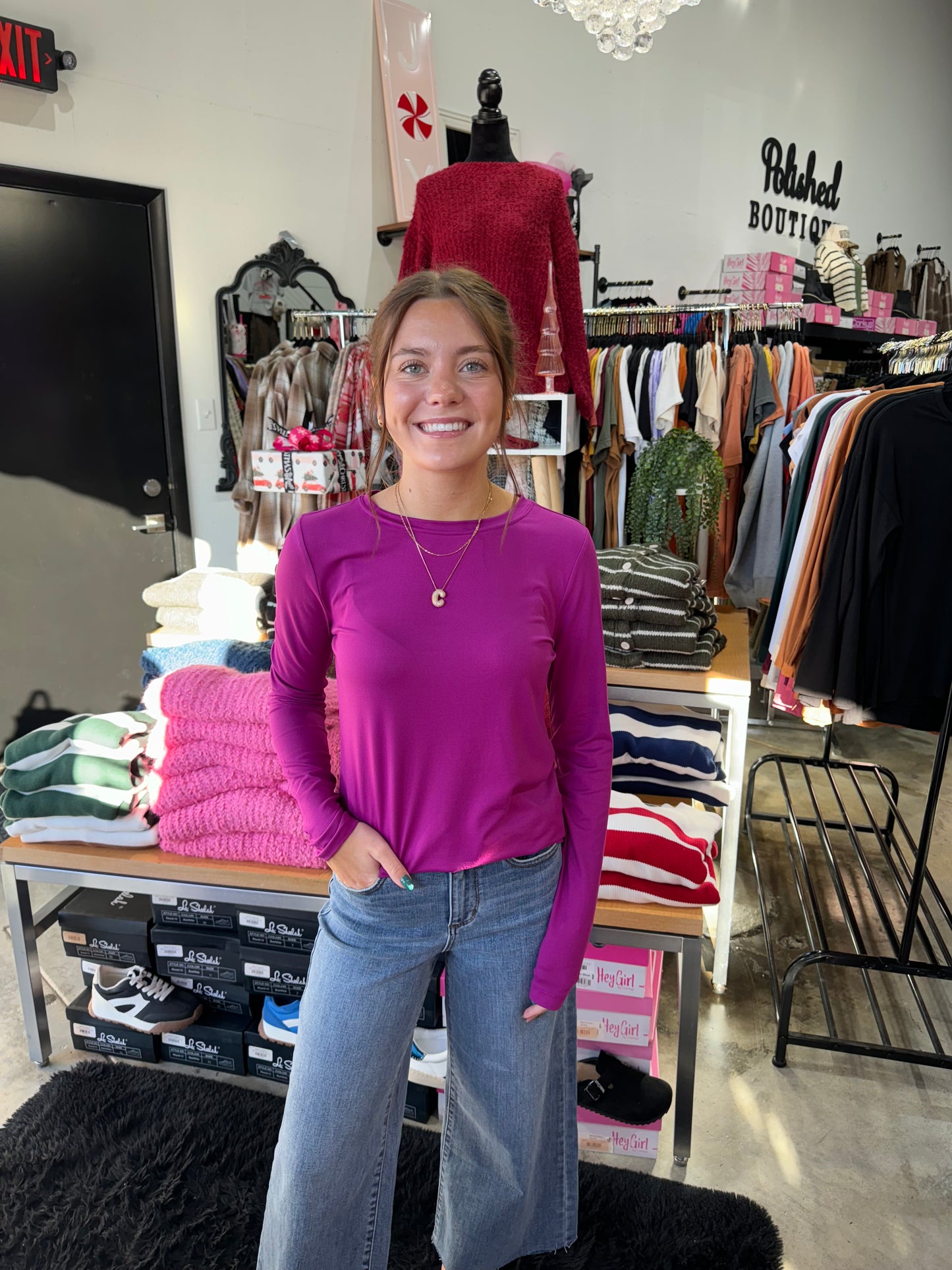 Brushed Microfiber Long Sleeve Tee