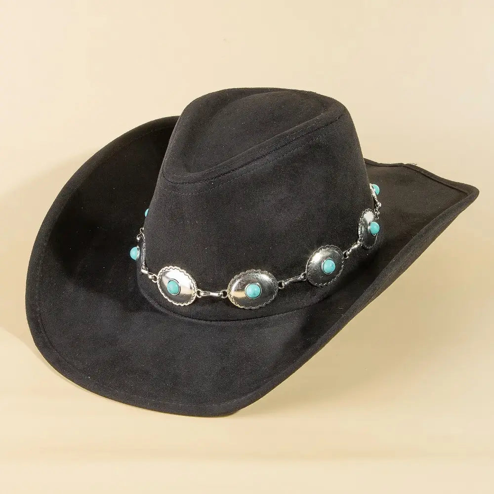 Western Turquoise Concho Chain Cowboy Hat