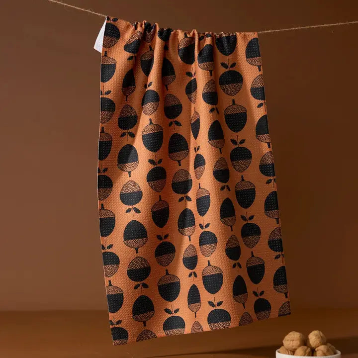 Geometry - Acorn Noir Tea Towel