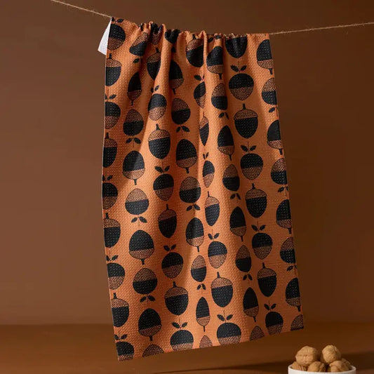 Geometry - Acorn Noir Tea Towel
