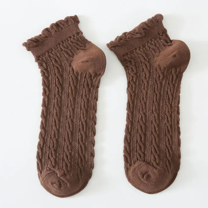 Women's Mesh Twist Ruffle Ankle Socks