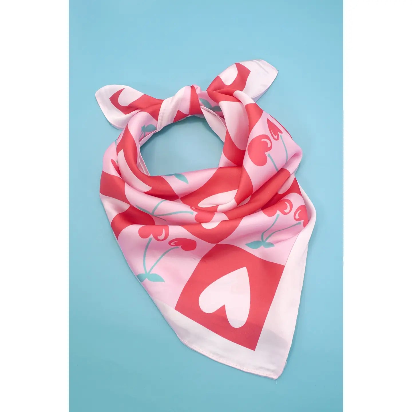 Valentine Cherry Heart Bandana Scarf