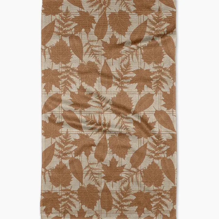 Geometry - Autumnal Leaves Gold Tea Towel