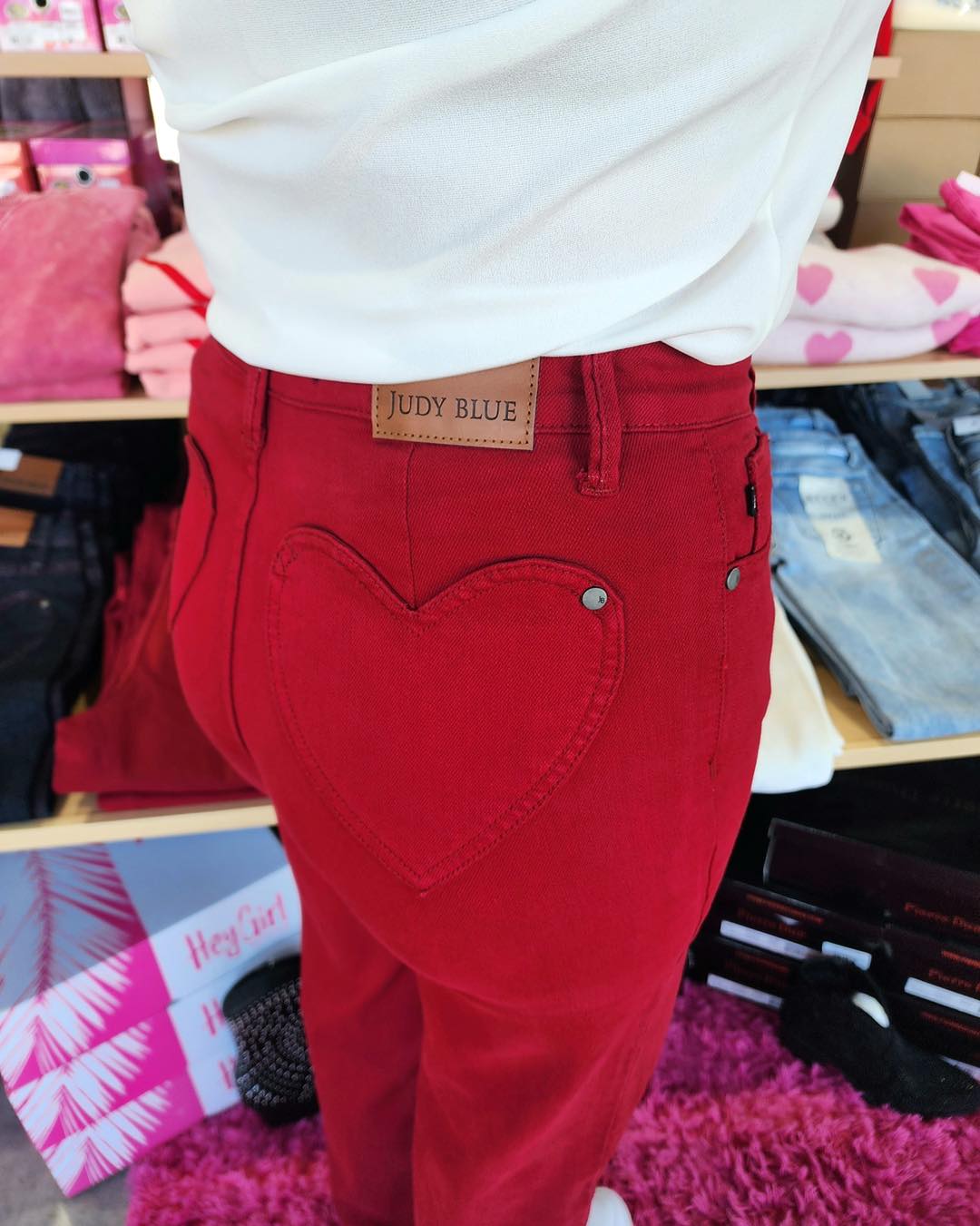 Judy Blue High Waist 90's Straight Heart Shape Back Pocket Jeans