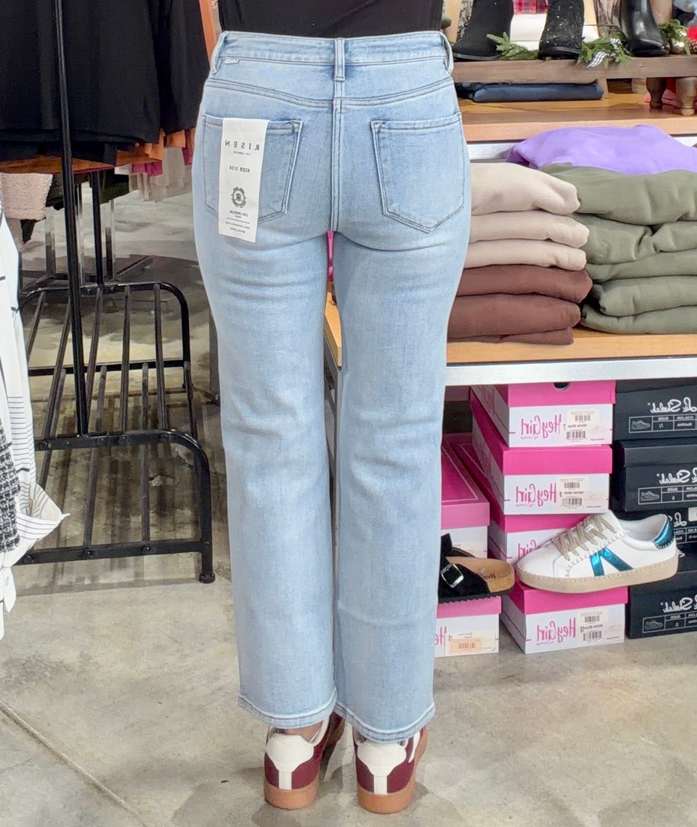 Risen Tummy Control High Rise Crop Straight Jeans