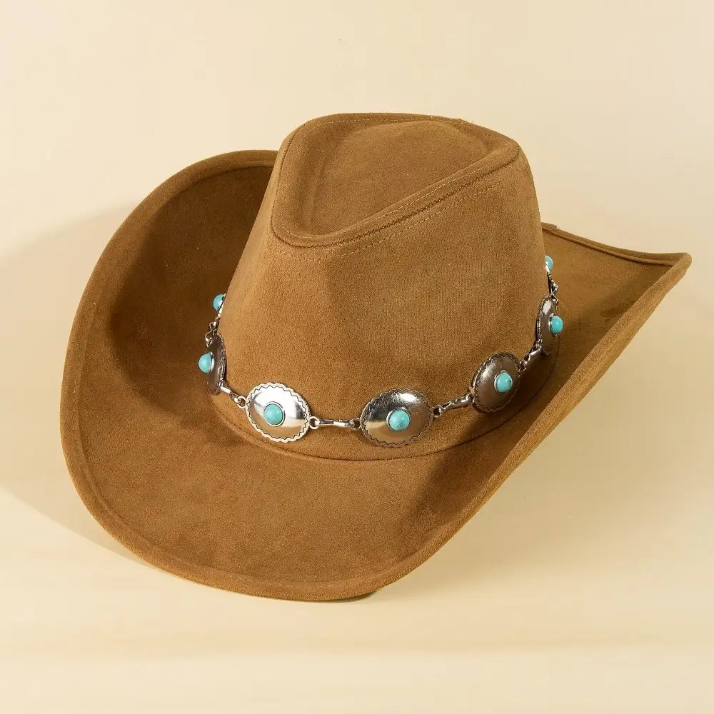 Western Turquoise Concho Chain Cowboy Hat