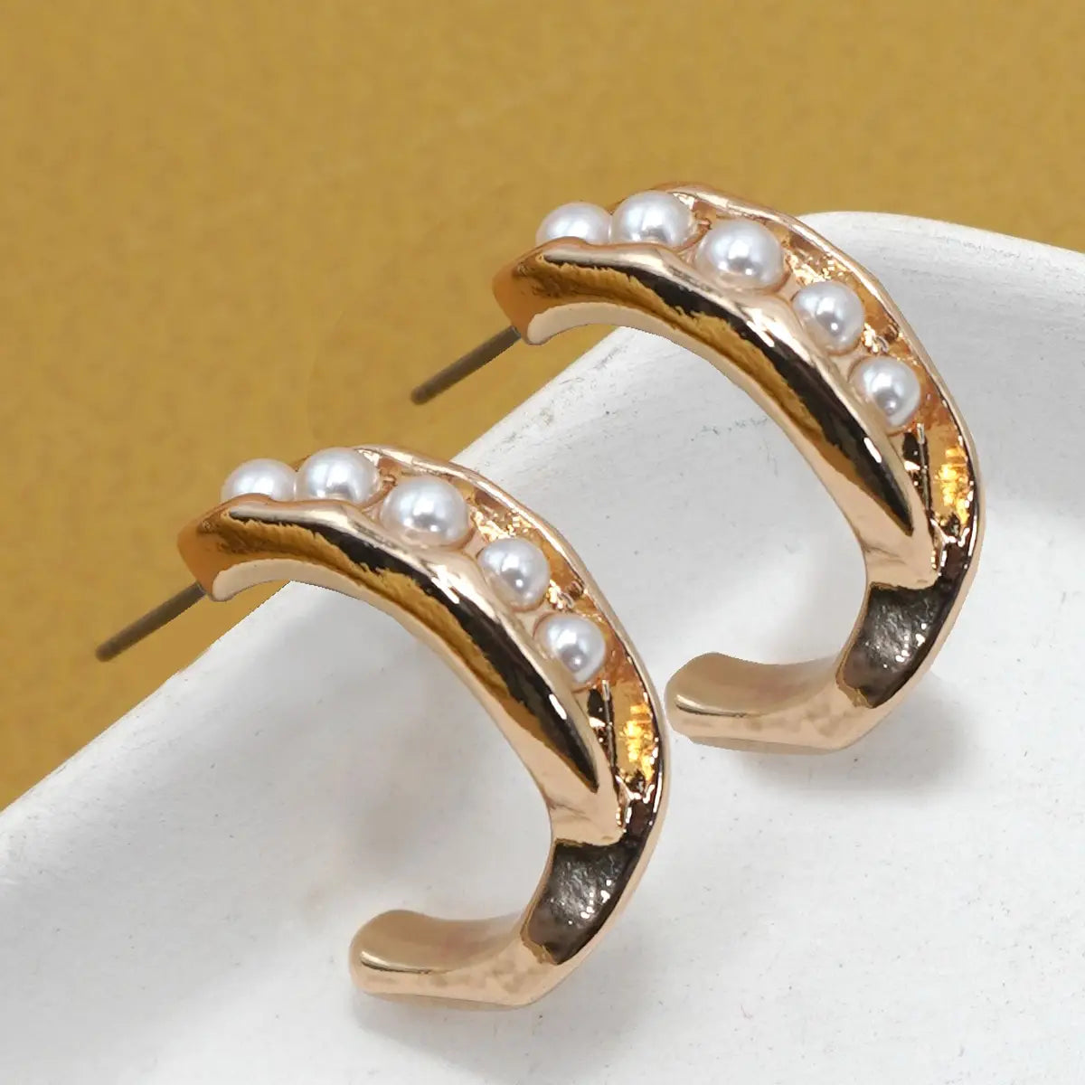 Intertwined Pearl Hoop Earring