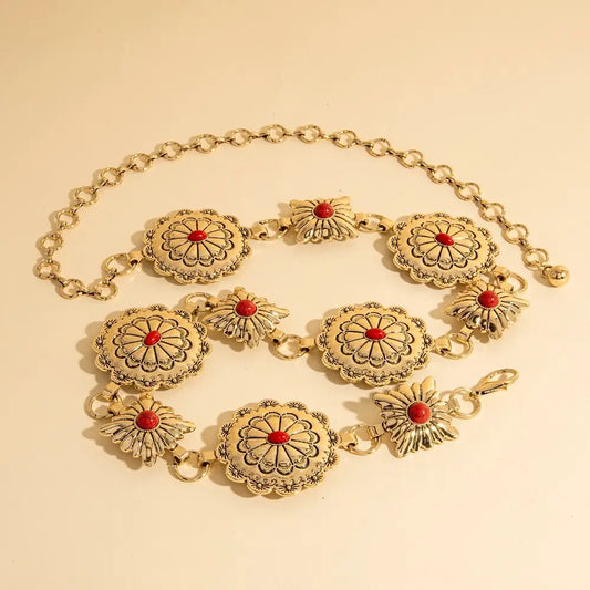 Western Round Concho Disc Chain Belt