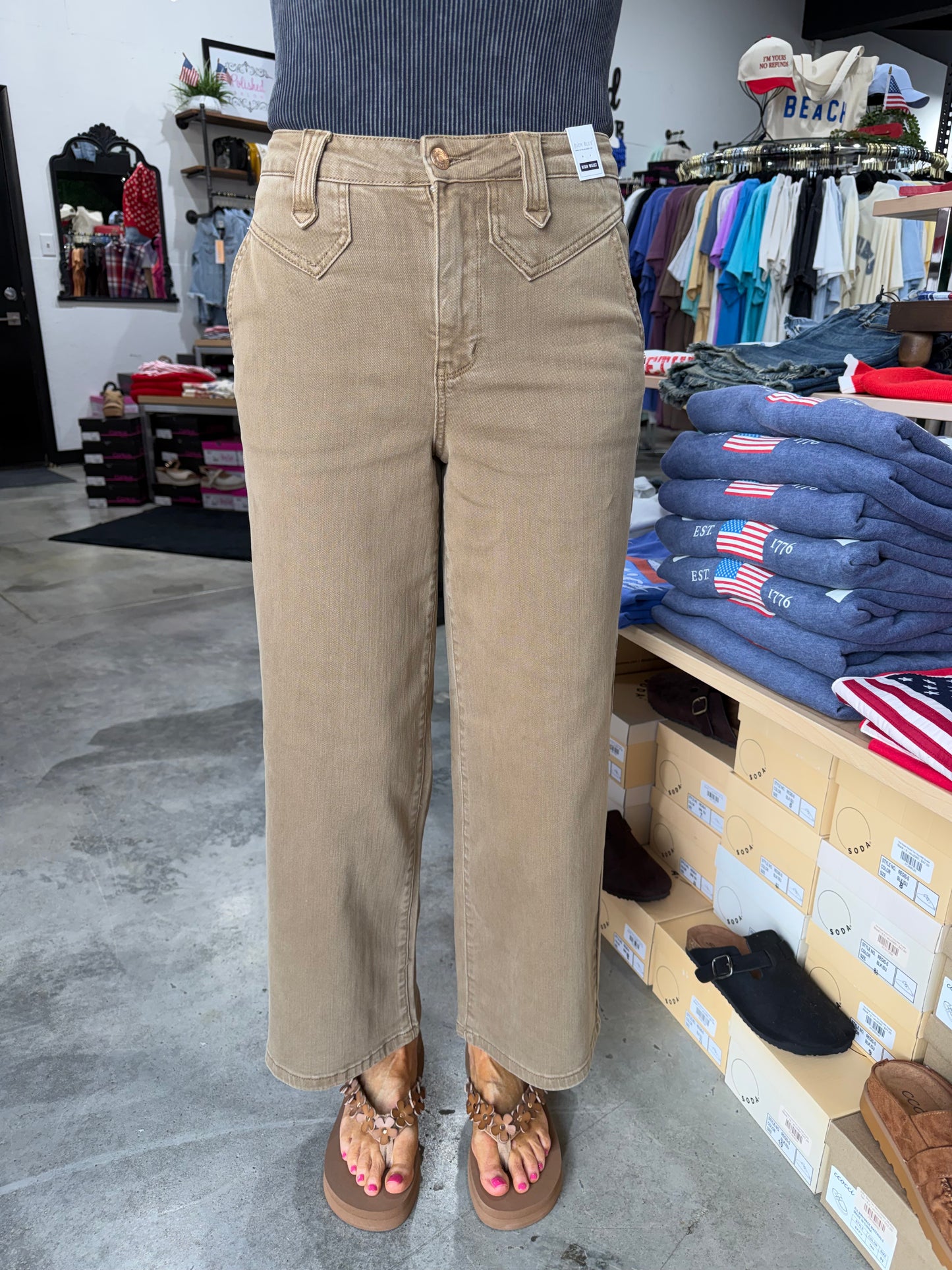 Judy Blue HW Ankle Wide w/ Vintage Front Yoke Denim Jeans